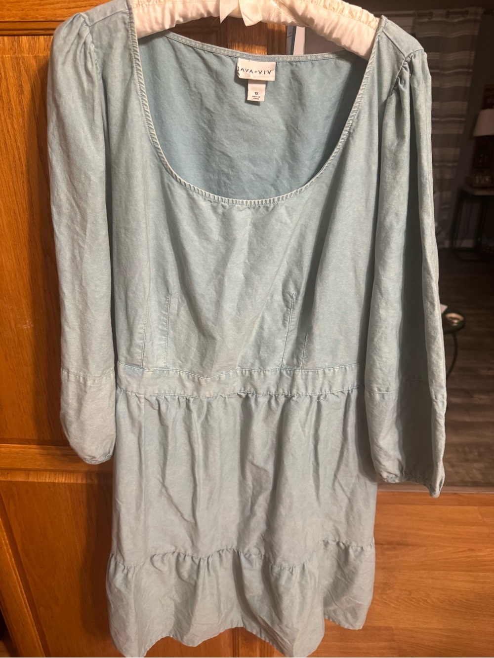 Ava & Viv Soft Blue Scoop Neck Dress